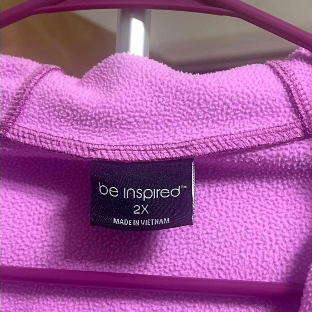 Women’s 2x Be Inspired  Magenta Zip-Up  Hooded Workout Jacket